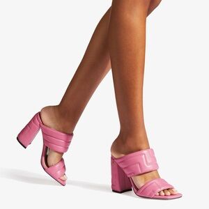 New JIMMY CHOO Themis 100 Leather Sandal In Pink $850